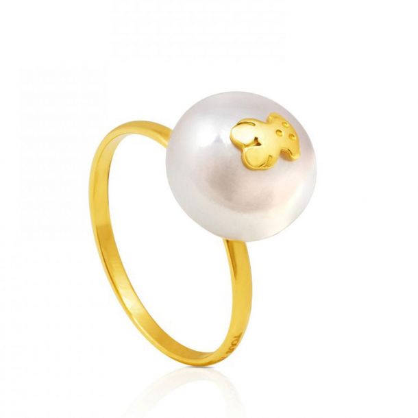 TOUS Sweet Dolls Freshwater Cultured Pearl and Gold Bear Ring - Size 6 |  REEDS Jewelers