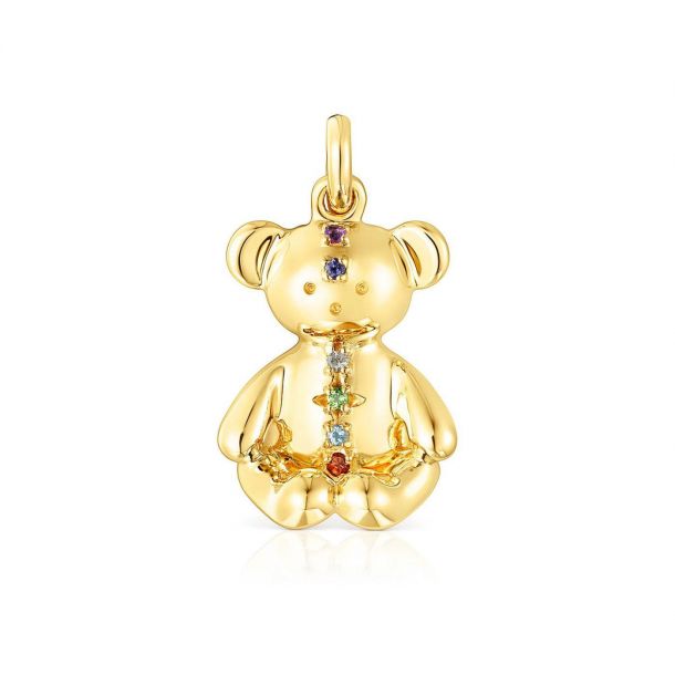 TOUS Teddy Bear Chakras Mixed Gemstone Gold-Plated Pendant | 17mm | REEDS  Jewelers