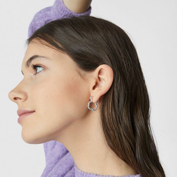 TOUS Twisted Sterling Silver Bear Silhouette Hoop Earrings | REEDS Jewelers
