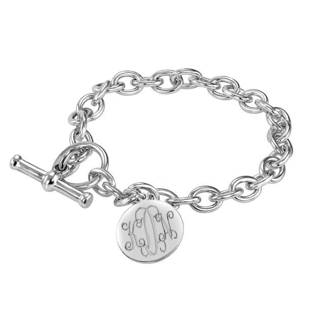 Alison and Ivy Traditional Monogram disc Toggle Bracelet 16mm