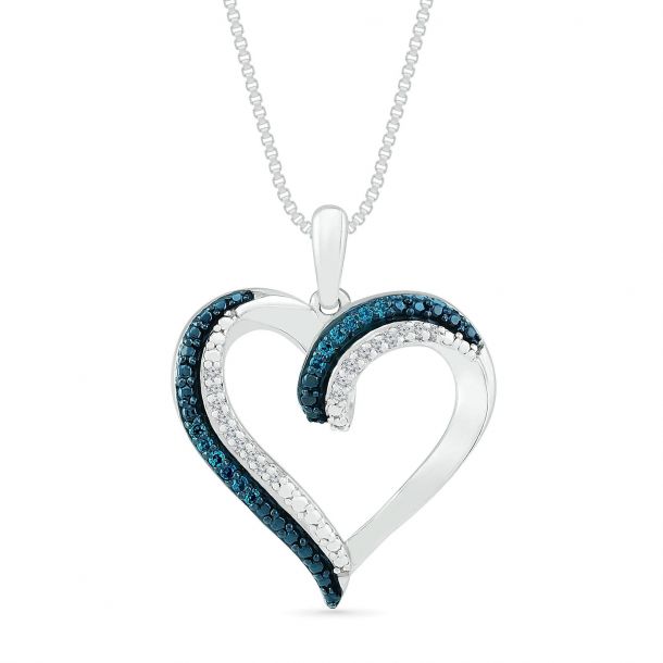 Sterling Silver Diamond Heart Necklace