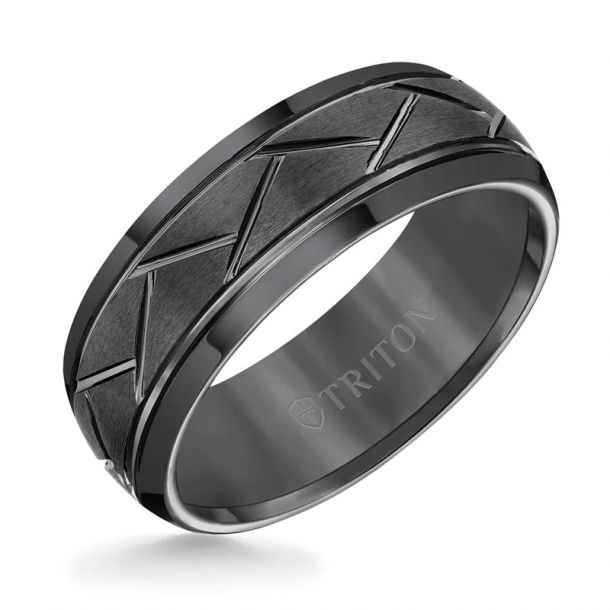 Triton wedding band black tungsten carbide 8mm clearance