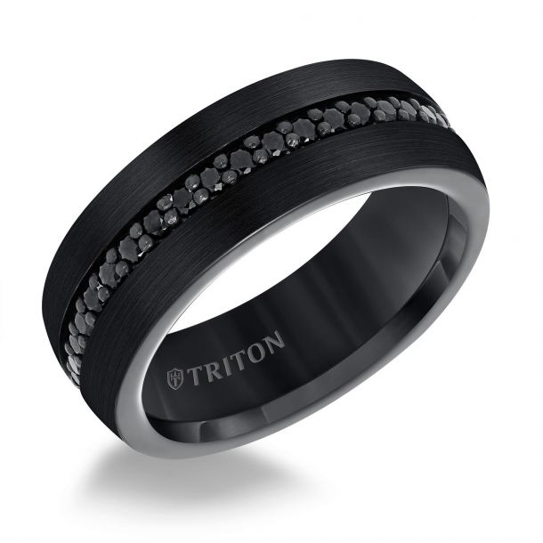 Triton men's black tungsten carbide clearance ring