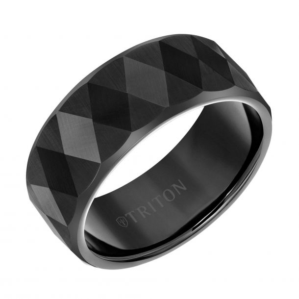 Triton natural sapphire wedding band black tungsten carbide store
