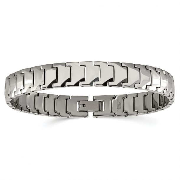 Tungsten Polished Wide Link Bracelet 11mm 9 Inches Men s