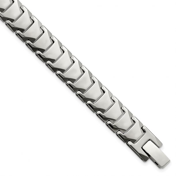 Tungsten Polished Wide Link Bracelet 11mm 9 Inches Men s REEDS Jewelers