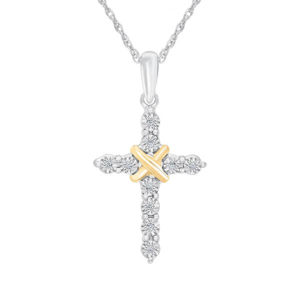 Two Tone Diamond Cross Pendant REEDS Jewelers