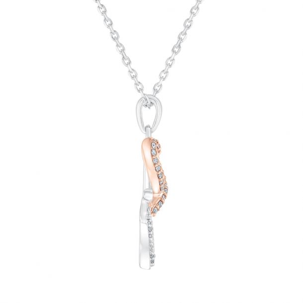 Two-Tone Heart, Anchor, Cross Diamond Pendant Necklace 1/10ctw