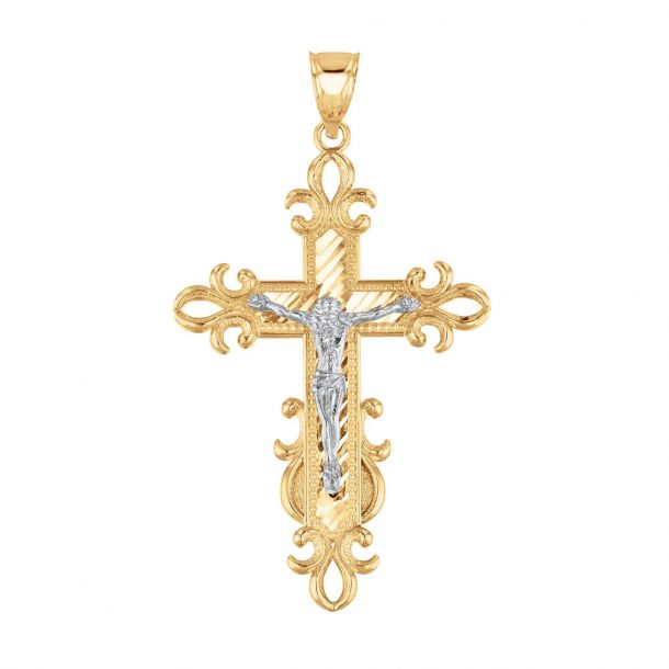 2 tone crucifix pendant deals