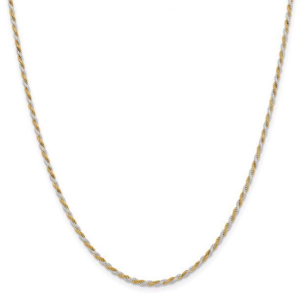 Two Tone Solid Diamond Cut Rope Chain Necklace 1.85mm 24