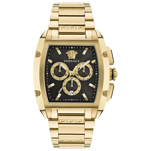 Versace Dominus Chronograph Black Dial Gold Plated Watch