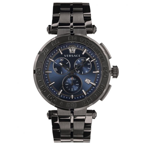 Versace Greca Chrono Black Ion-Plated Bracelet Watch | 45mm  display picture 1