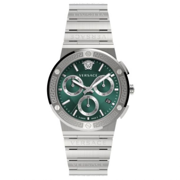 Versace Greca Logo Chrono Stainless Steel Bracelet Watch | 43mm