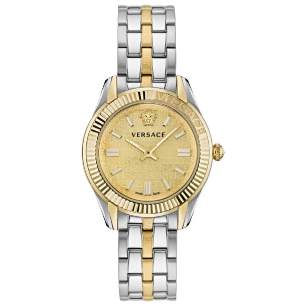 Versace Greca Time Gold Dial Two-Tone Stainless Steel Bracelet | 35mm |  VE6C00523 | REEDS Jewelers