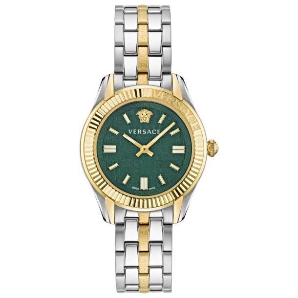 Versace ladies watch with two-tone bracelet and green dial