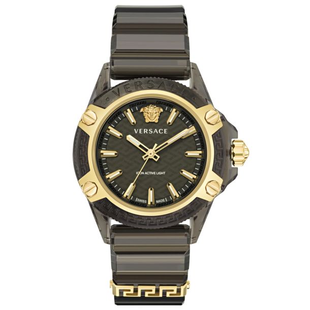 Versace Icon Active Transparent Case Black Silicone Strap