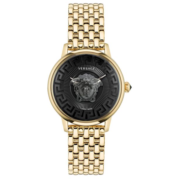 Versace Medusa Alchemy Black Dial and Ion-Plated Yellow Gold Bracelet Watch  | 38mm | VE6F00523 | REEDS Jewelers