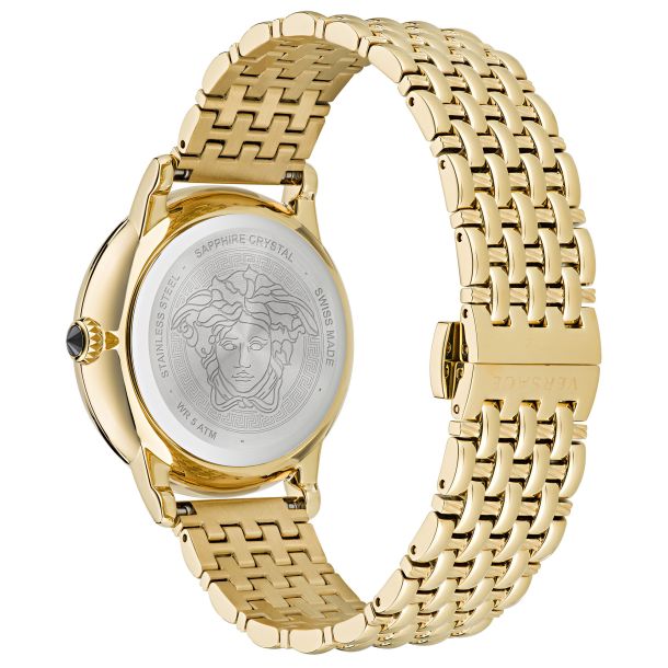 Versace Medusa Alchemy Black Dial and Ion-Plated Yellow Gold Bracelet Watch  | 38mm | VE6F00523 | REEDS Jewelers