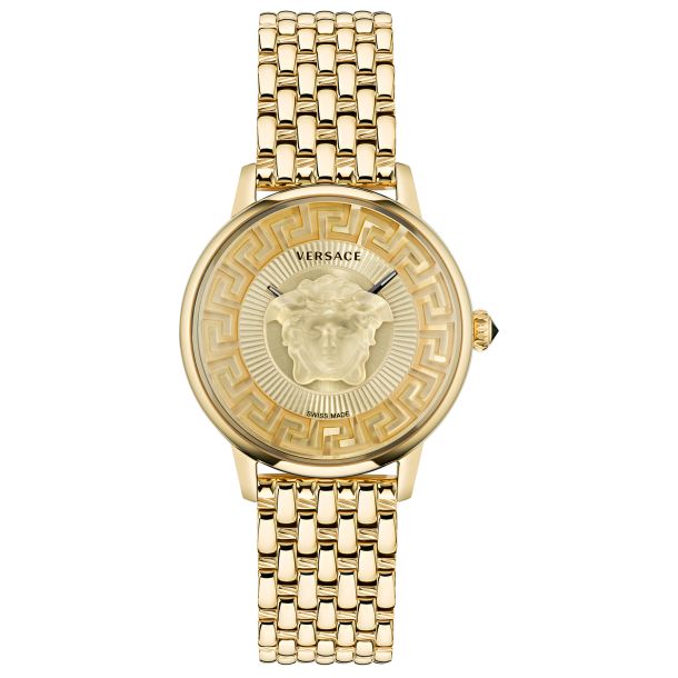 Versace Medusa Alchemy Gold Dial and Ion Plated Yellow Gold Bracelet Watch 38mm VE6F00623
