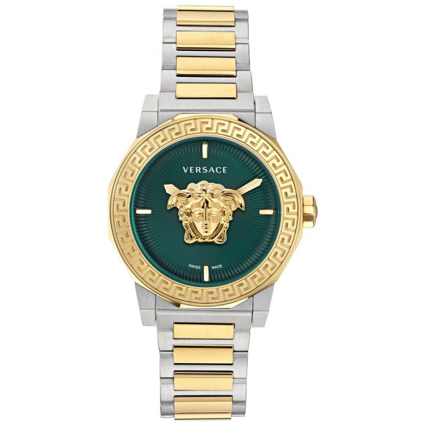 Versace Medusa Deco Green Dial Two-Tone Stainless Steel Bracelet