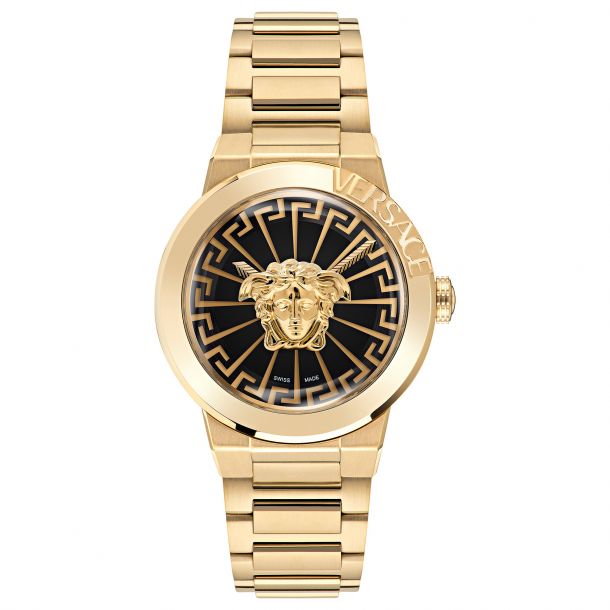Versace Medusa Infinite Ion Plated Yellow Gold Bracelet Watch 38mm VE3F00522 REEDS Jewelers