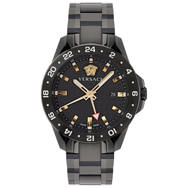 anders of Harde ring Versace Sport Tech GMT Black Guilloché Dial Black Bracelet Watch | 45mm |  VE2W00622 | REEDS Jewelers