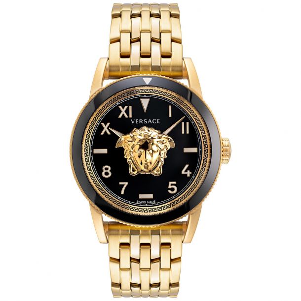 Alle Artikel sind im Angebot! Versace V-Palazzo Watch Jewelers | REEDS VE2V00322 Bracelet | 43mm Black Matte | Gold-Tone Dial Black