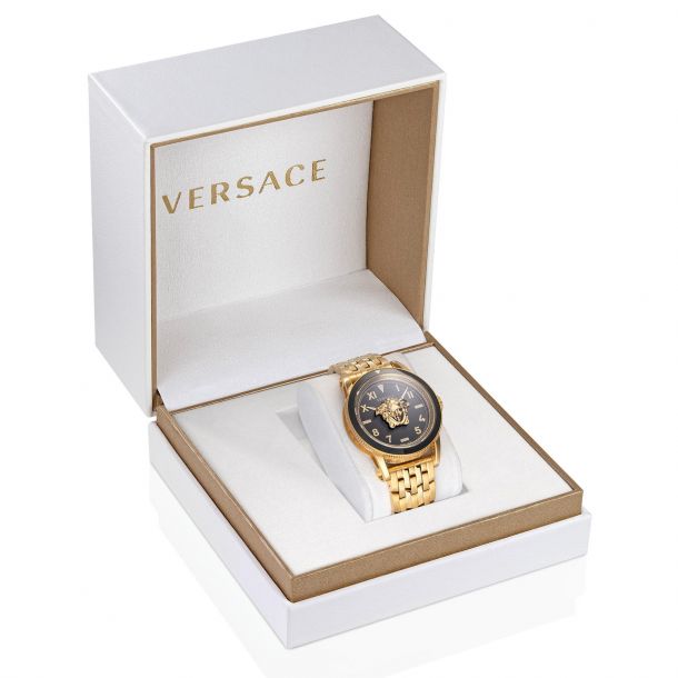 Versace V-Palazzo Black Matte | Dial 43mm | Gold-Tone Jewelers | VE2V00322 Black Watch REEDS Bracelet