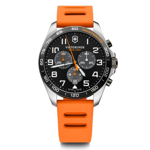 Victorinox FieldForce Sport Chrono Black Dial Orange Rubber Strap
