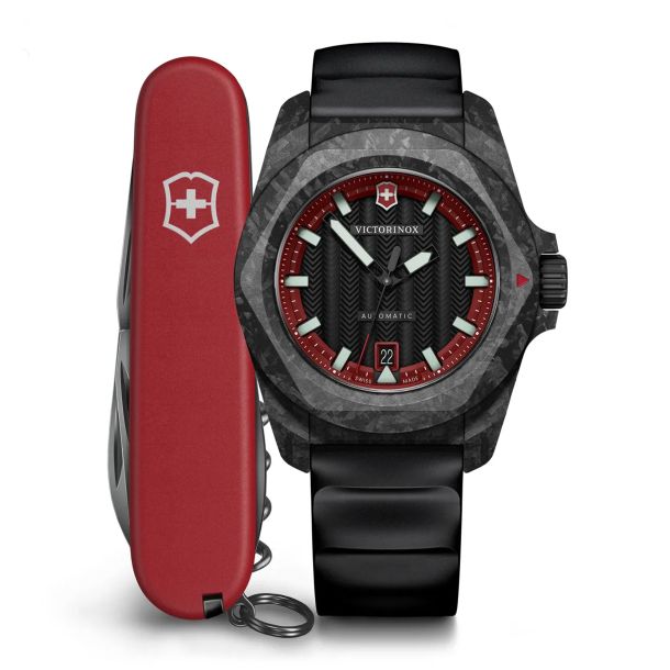 Victorinox I.N.O.X. Automatic Black Dial Black Rubber Strap Watch Set 41mm 242024.1 REEDS Jewelers