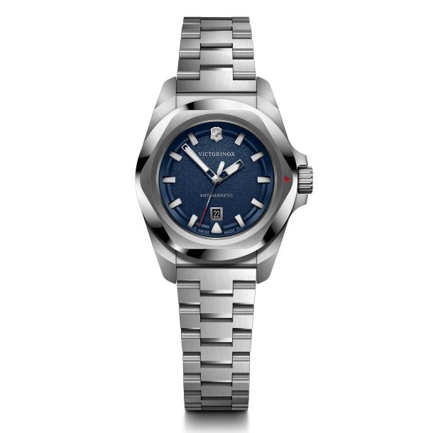 Victorinox I.N.O.X. Small Blue Dial Stainless Steel Bracelet Watch 32mm 242038 REEDS Jewelers