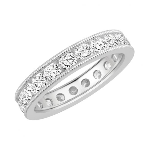 Diamond and 14K White Gold Channel Set Band