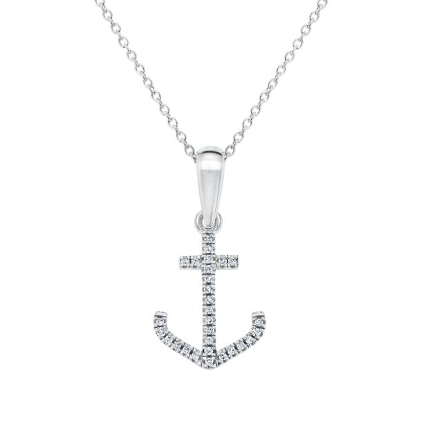 White gold clearance anchor necklace