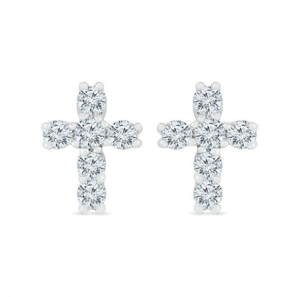 Diamond cross stud outlet earrings
