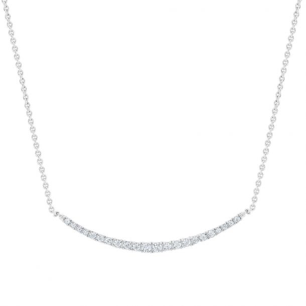 White gold clearance curved bar necklace