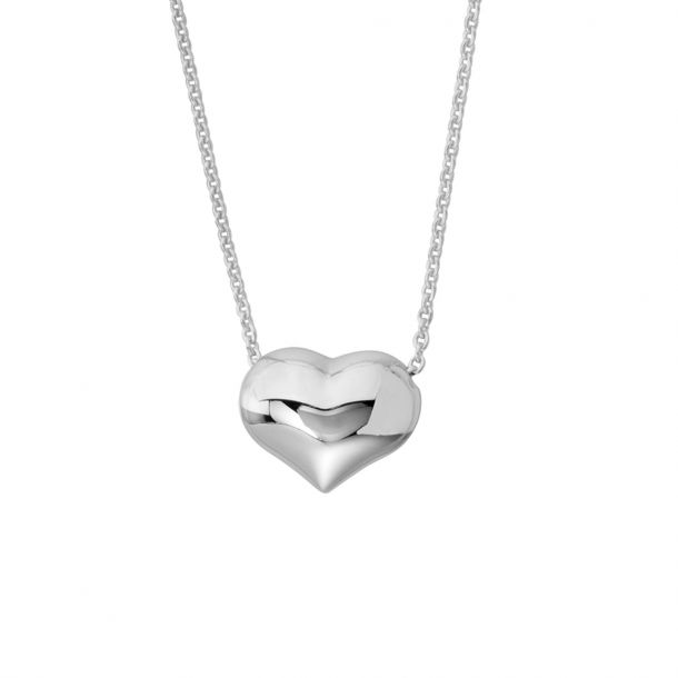 White gold puffed heart best sale necklace