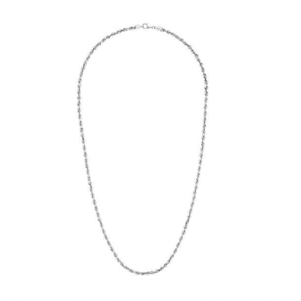 White Gold Rope Chain Necklace 4mm 24 Inches REEDS Jewelers