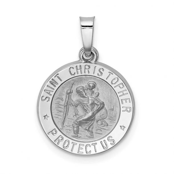 White Gold Saint Christopher Medallion Pendant | REEDS Jewelers