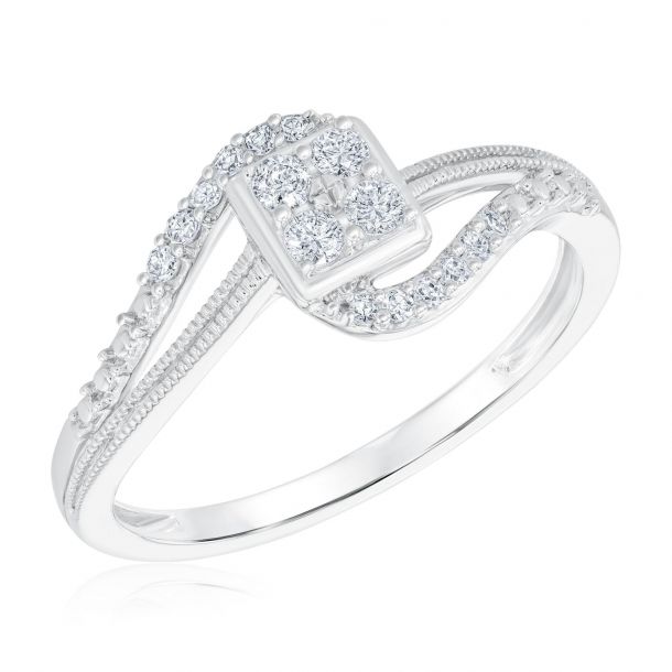 1 5ctw Diamond White Gold Square Bypass Promise Ring