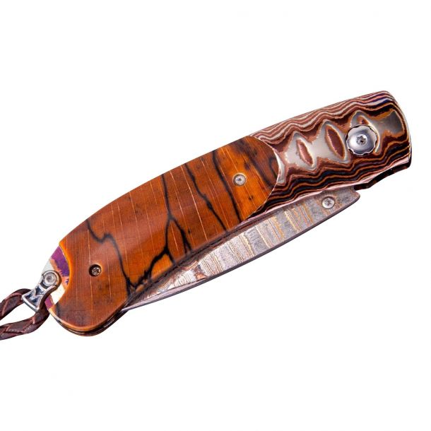 William Henry Mother of Pearl Copper Wave Damascus Pocket Knife