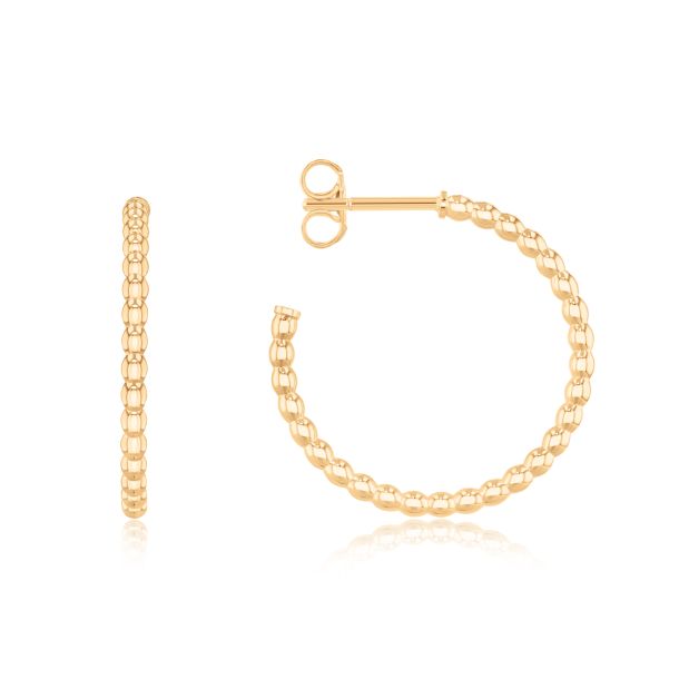 Yellow Gold Beaded Hoop Earrings REEDS Jewelers