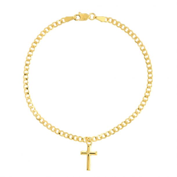 Yellow gold cross bracelet cheap