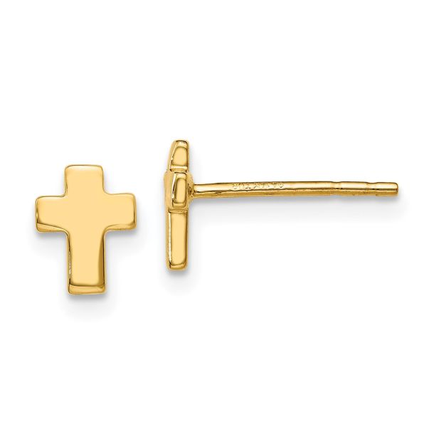 Yellow Gold Cross Stud Earrings REEDS Jewelers