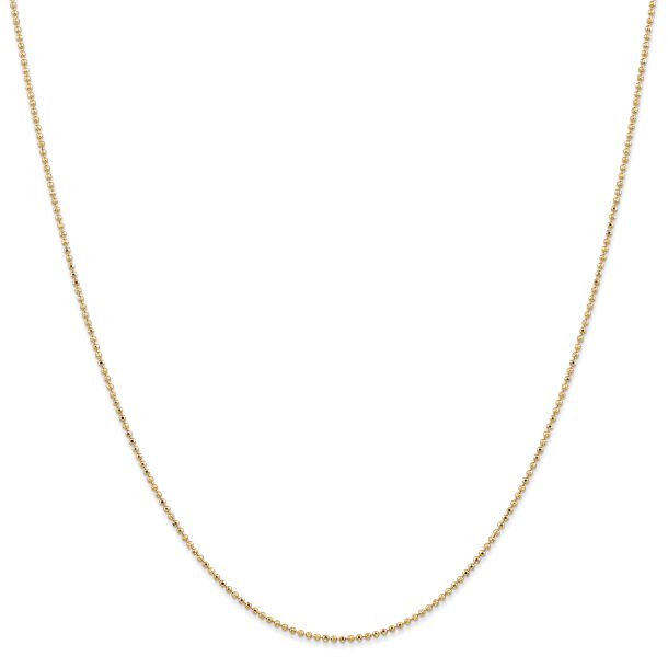 Yellow Gold Solid Diamond Cut Beaded Pendant Chain Necklace 1.2mm 24 Inches REEDS Jewelers