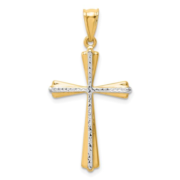 Yellow Gold Diamond Cut Cross Pendant REEDS Jewelers