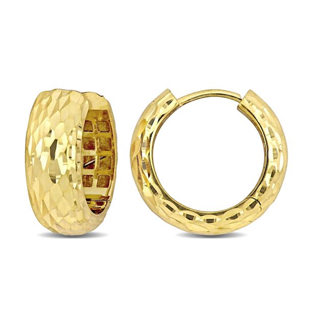 Yellow Gold Diamond Cut Hoop Earrings 17.3mm REEDS Jewelers