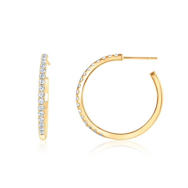 Yellow Gold Diamond Hoop Earrings 7/8ctw | REEDS Jewelers