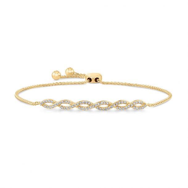 Yellow Gold Diamond Twist Bolo Bracelet 1 4ctw REEDS Jewelers