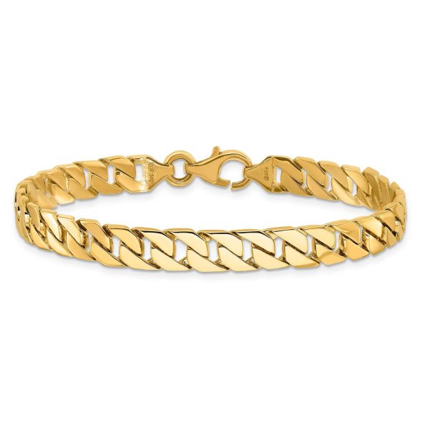 Yellow Gold Solid Fancy Link Chain Bracelet | 7.4mm | 8 Inches