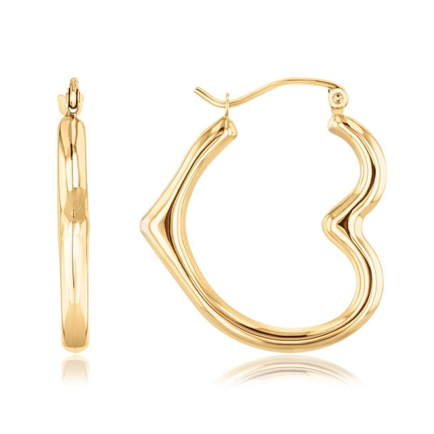Yellow Gold Heart-Shaped Hoop Earrings | REEDS Jewelers